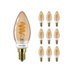 Lot 10x Philips MASTER Value LED Bougie E14 Vintage Filament Dorée 2.5W 136lm - 927  | Meilleur rendu de couleur - Dimmable - Remplacement 25W