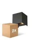 Pack duo D'Lite LED Applique Murale Elingen Aluminium Noir 4.9W 290lm - 830 Blanc Chaud | Détecteur De Lumière